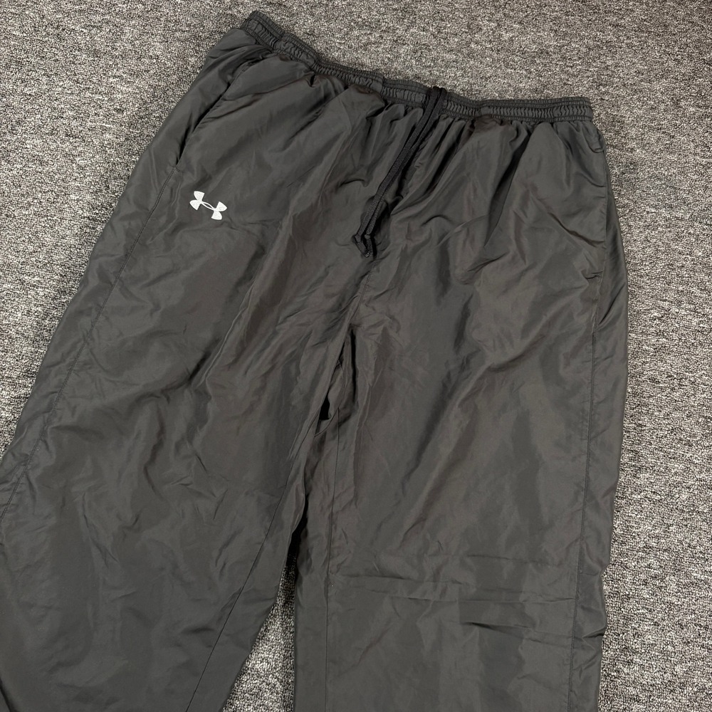 Under Armour Track Pants Mens XXL Black Windbreaker Zippered Ankle Activewear